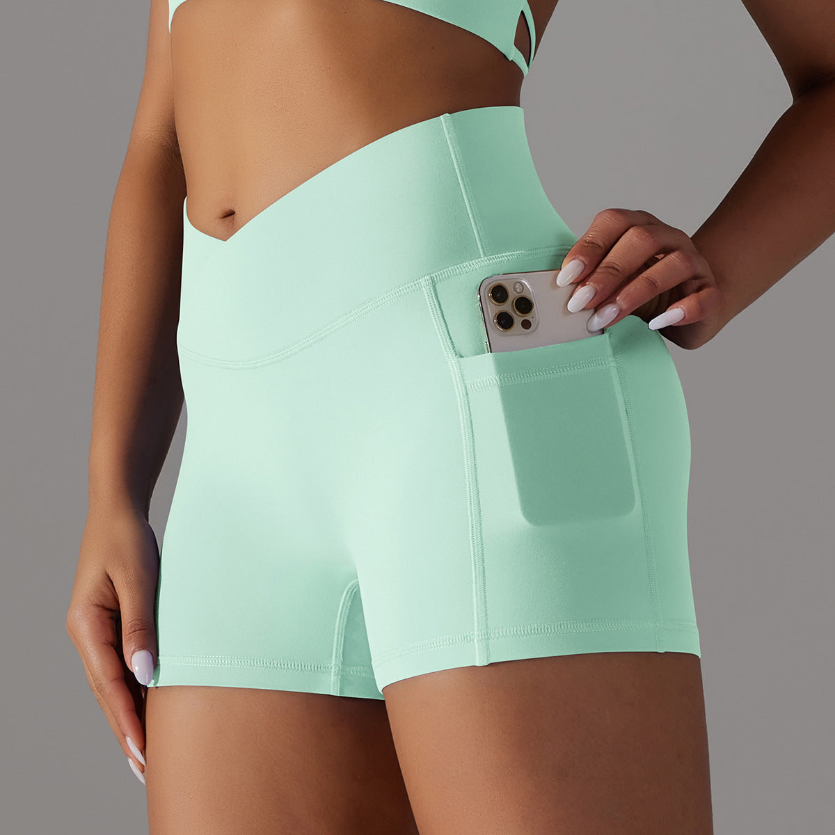 Solid Colored Yoga Shorts w/ Pocket