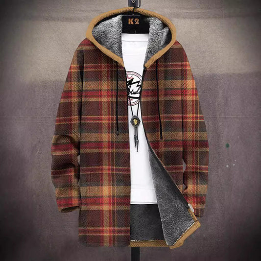 Hooded Japanese Fleece Padded Muti-Patterned Jacket