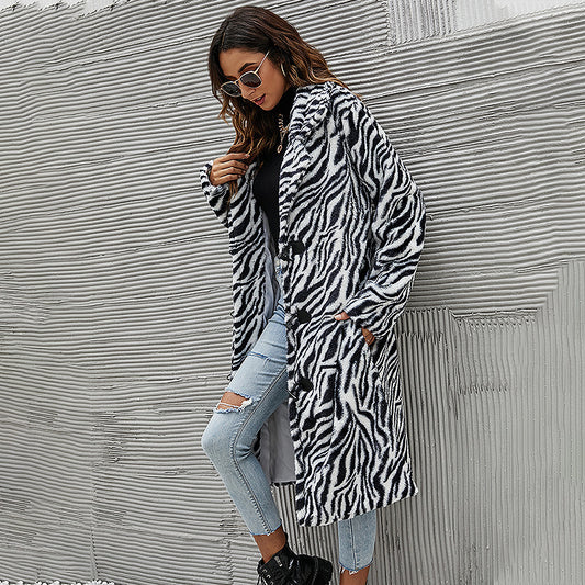 Zebra Printed Button-Up Coat