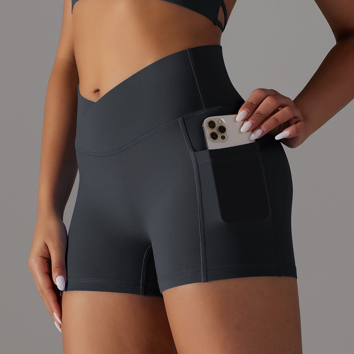 Solid Colored Yoga Shorts w/ Pocket