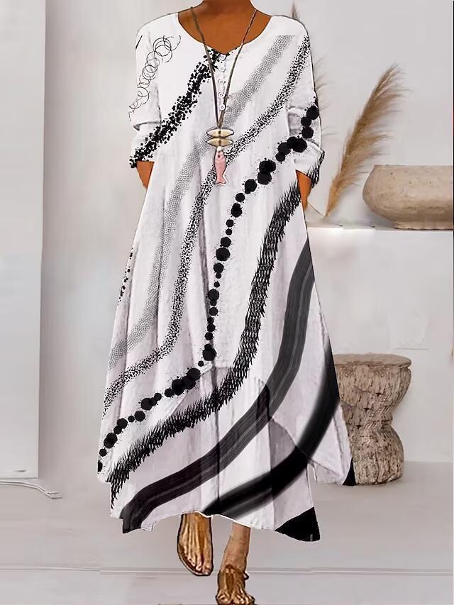Irregular-Hemed Sleeved Long Dress