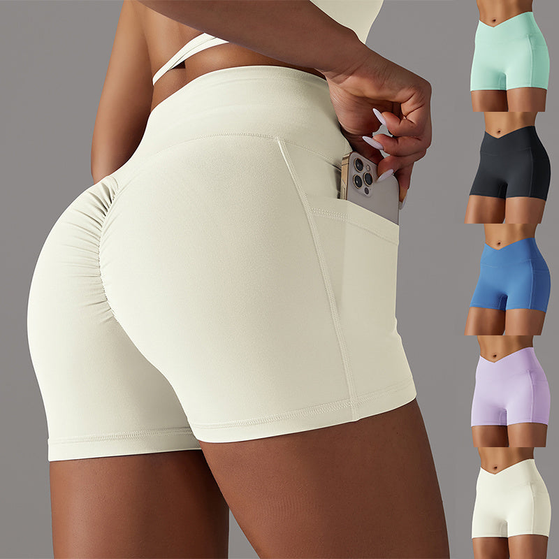 Solid Colored Yoga Shorts w/ Pocket