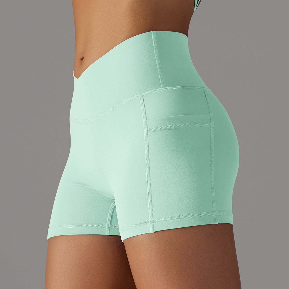 Solid Colored Yoga Shorts w/ Pocket