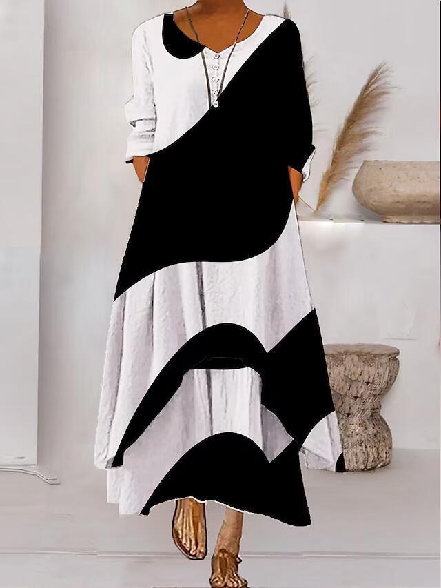 Irregular-Hemed Sleeved Long Dress