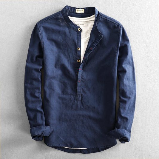 Loose-Fit Linen Long-Sleeve Shirt