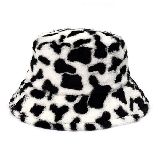 Multi-Printed Patterned Plushy Fur Hat