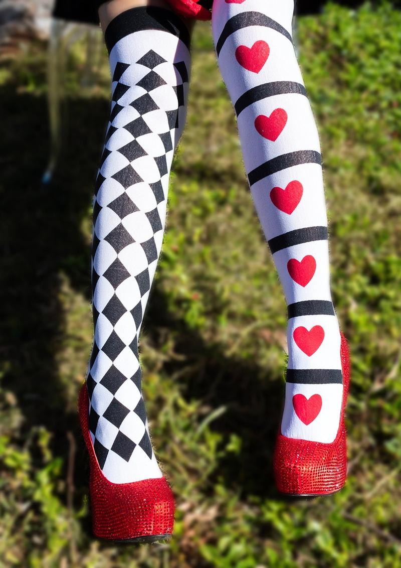 Leg Avenue - Harlequin & Heart Thigh Highs