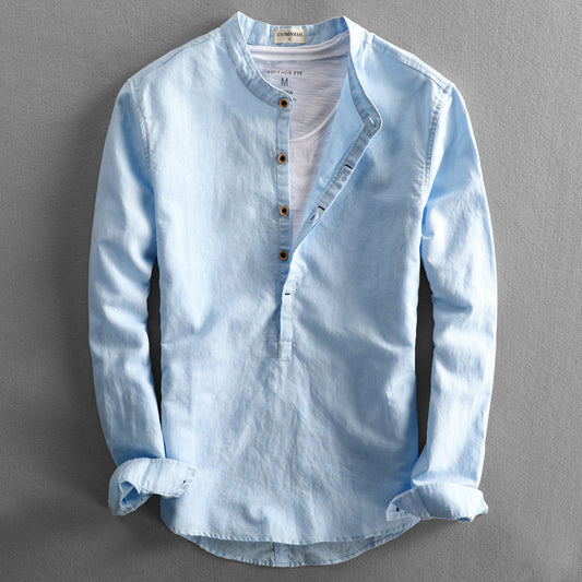 Loose-Fit Linen Long-Sleeve Shirt