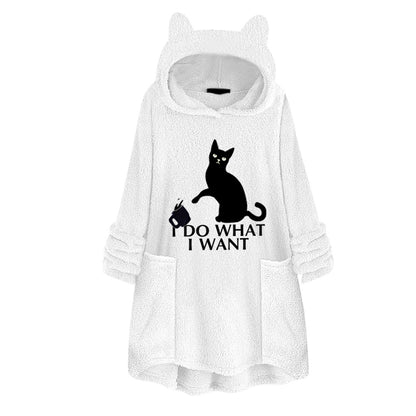 Hooded Kitty-Cat Reversible Pullover