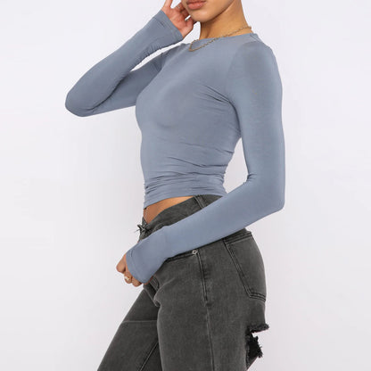 Long-Sleeved Pullover Top (Slim/Fitted)