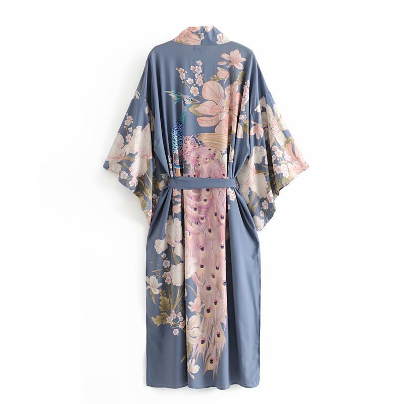 Flowered Peacock Printed Gown