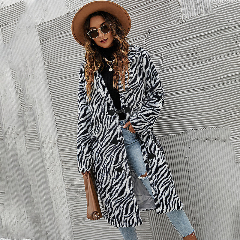 Zebra Printed Button-Up Coat