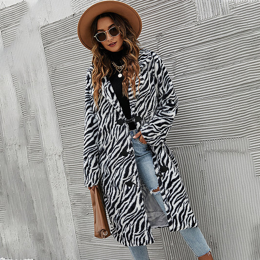 Zebra Printed Button-Up Coat