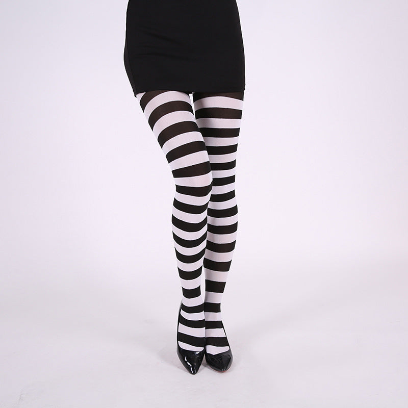 Striped Thigh High Pantyhose
