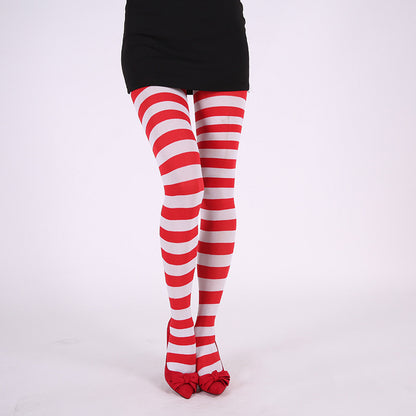 Striped Thigh High Pantyhose