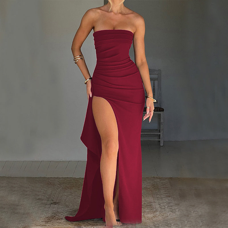 Strapless Split Summer Dress