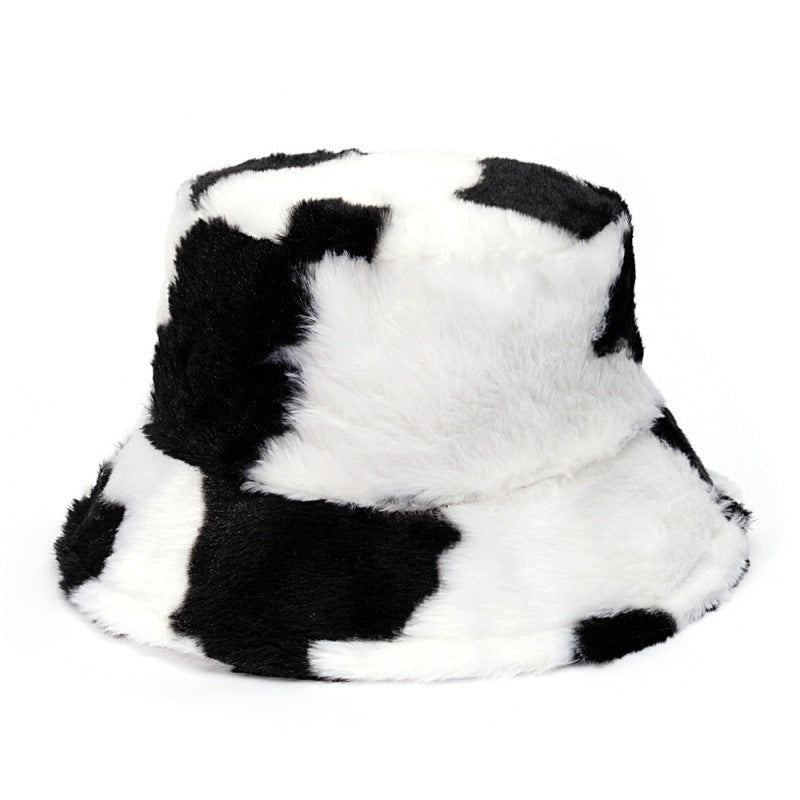 Multi-Printed Patterned Plushy Fur Hat