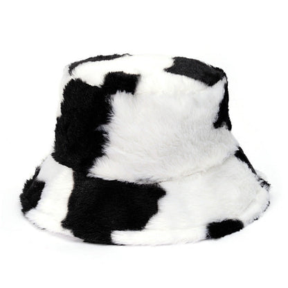 Multi-Printed Patterned Plushy Fur Hat