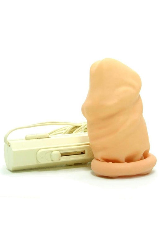 2-Inch Latex Multi Speed Vibrating Penis Extension Sleeve - Vanilla