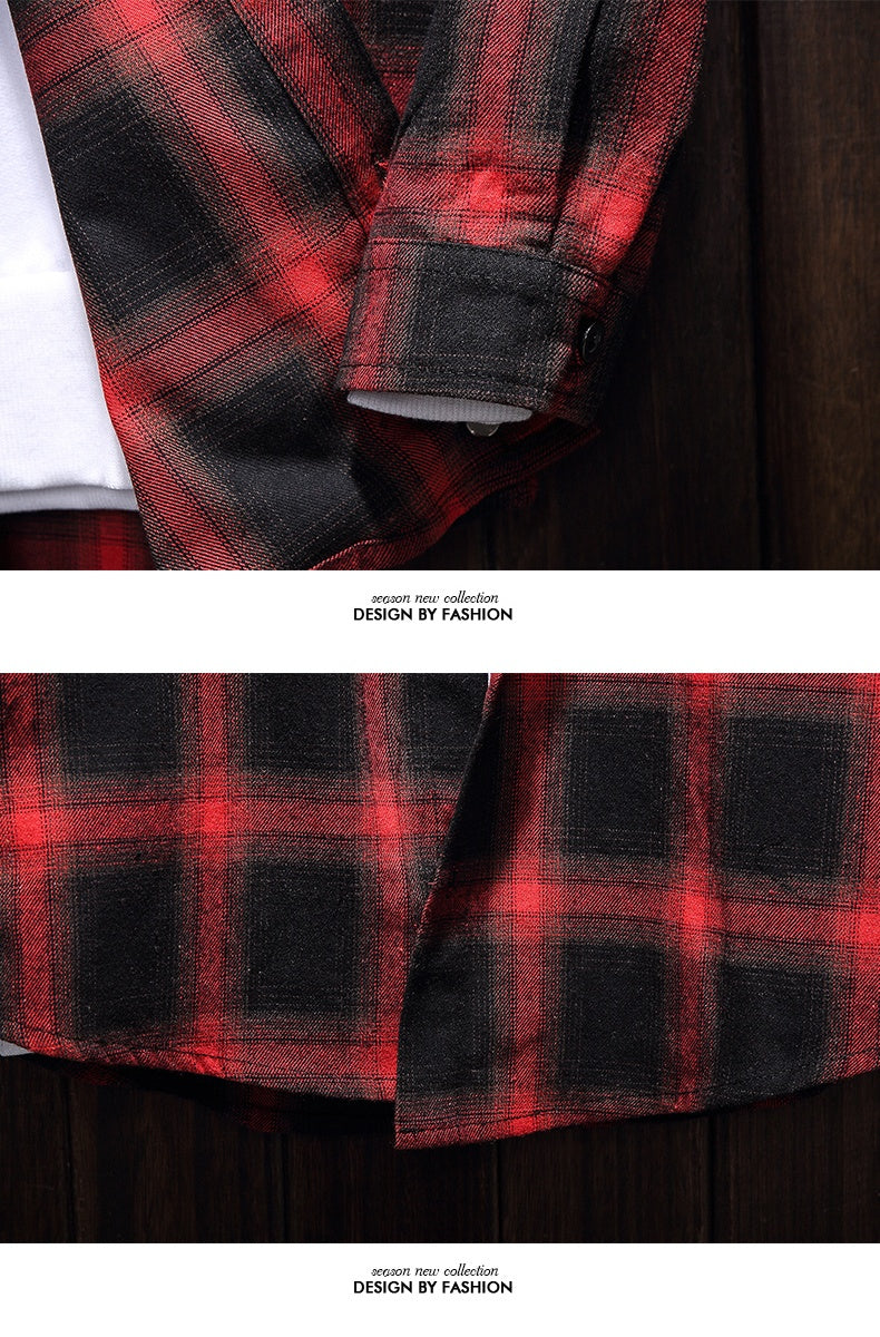 Casual Flannel-Style Hooded Plaid Coat