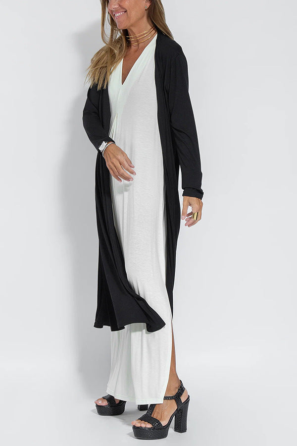 Sleeveless V-Neck Cardigan Dress