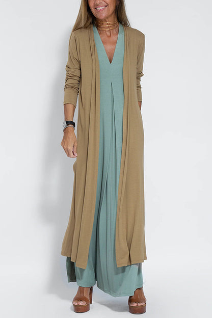 Sleeveless V-Neck Cardigan Dress