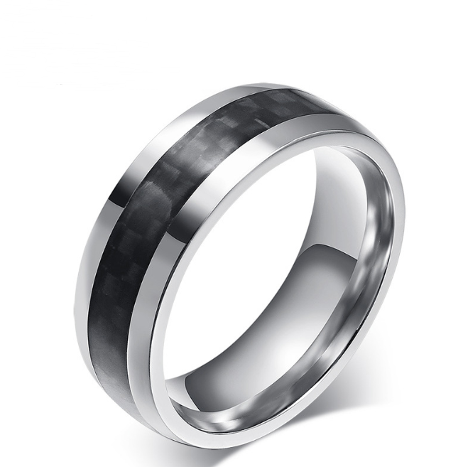 Stainless Steel Ring (w/Carbon Fiber Inlay)