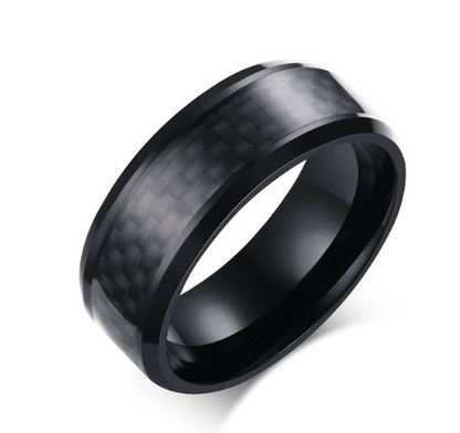 Stainless Steel Ring (w/Carbon Fiber Inlay)