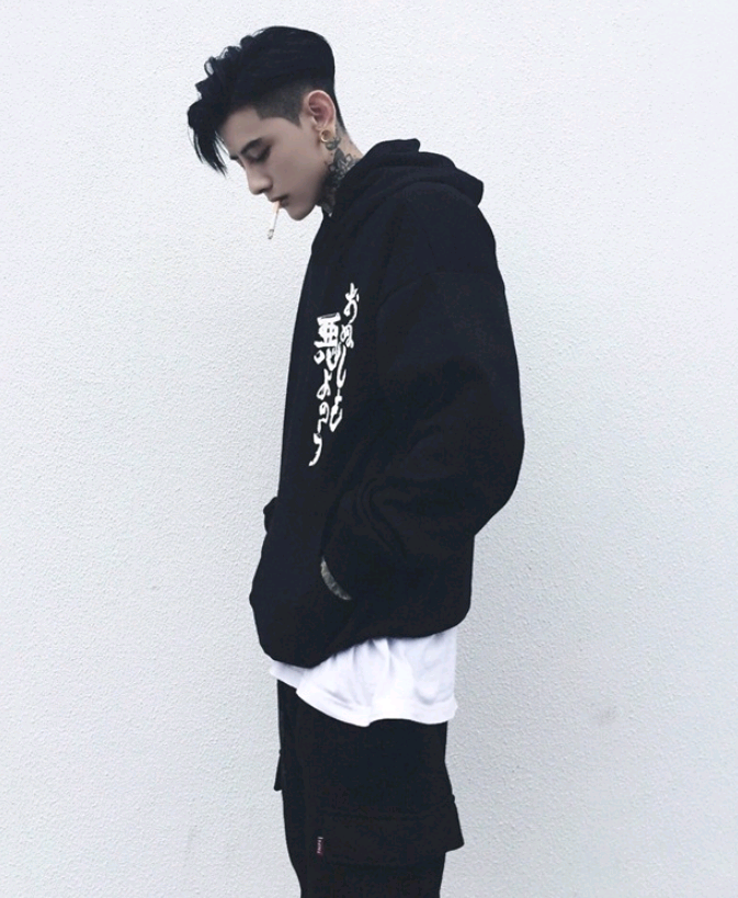 "Harajuku" Stylized Long-Sleeve Hoodie (Loose-Fit)