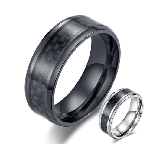 Stainless Steel Ring (w/Carbon Fiber Inlay)