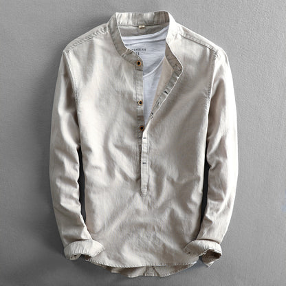 Loose-Fit Linen Long-Sleeve Shirt