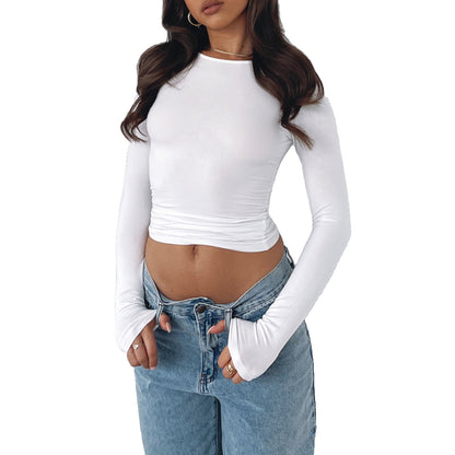 Long-Sleeved Pullover Top (Slim/Fitted)