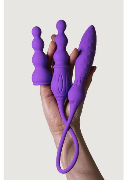 2x Rechargeable Silicone Double Vibrator with Remote Control - Purple