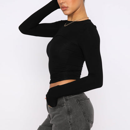 Long-Sleeved Pullover Top (Slim/Fitted)