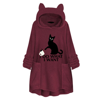 Hooded Kitty-Cat Reversible Pullover