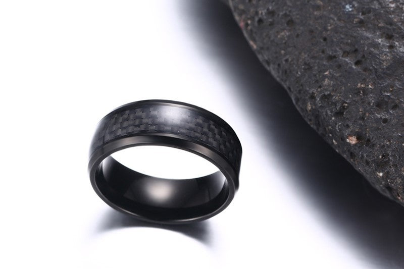 Stainless Steel Ring (w/Carbon Fiber Inlay)