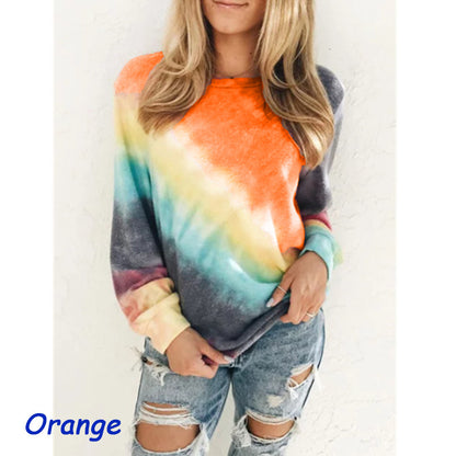 Rainbow Tie-Dyed Cong Long-Sleeve Top