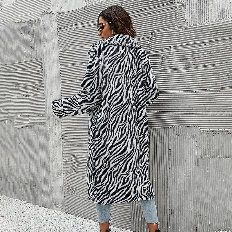 Zebra Printed Button-Up Coat