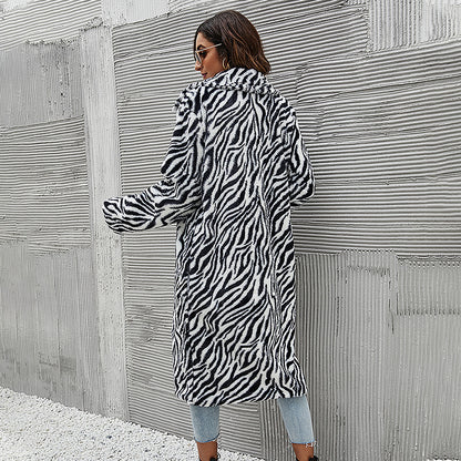 Zebra Printed Button-Up Coat