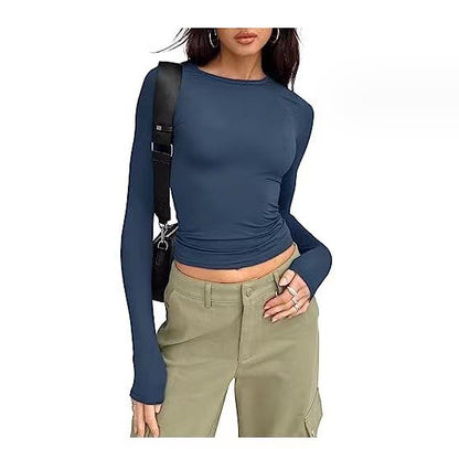 Long-Sleeved Pullover Top (Slim/Fitted)