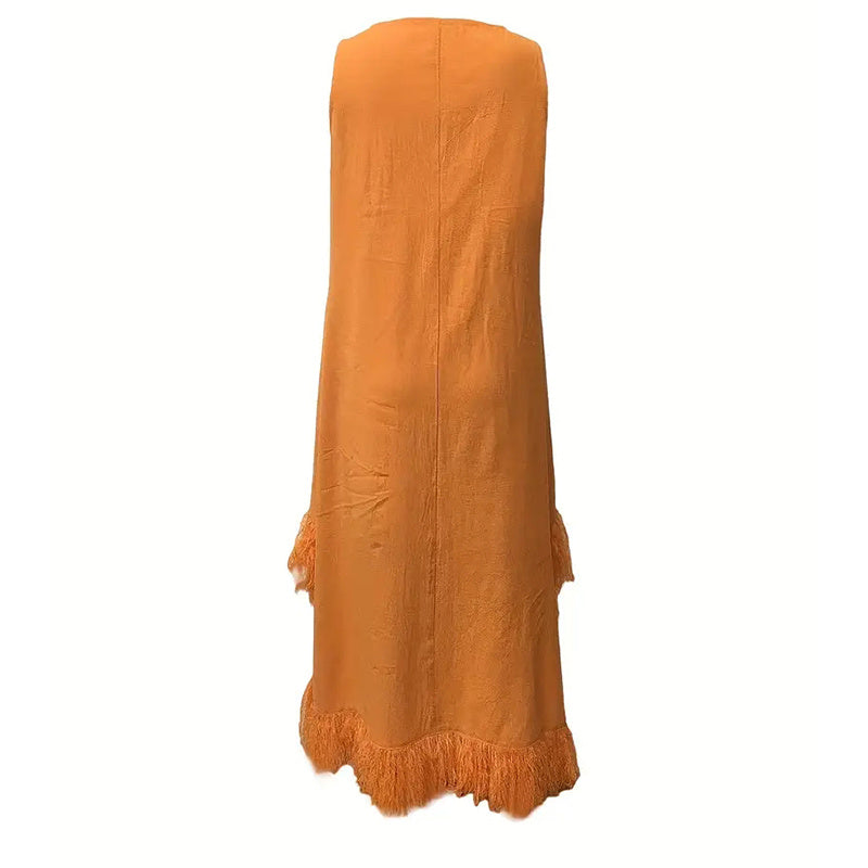 Western-Styled Sleeveless Fringe Dress (w/ Tassles)