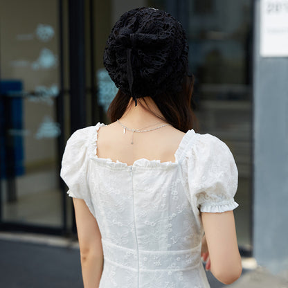 Lace Pullover-Styled Floral Headscarf