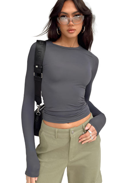 Long-Sleeved Pullover Top (Slim/Fitted)