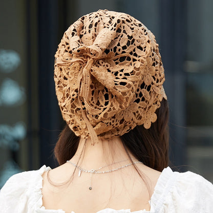 Lace Pullover-Styled Floral Headscarf
