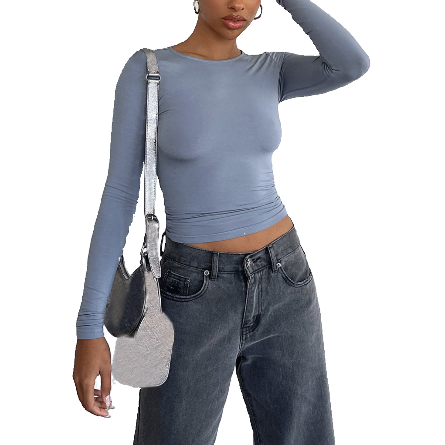 Long-Sleeved Pullover Top (Slim/Fitted)