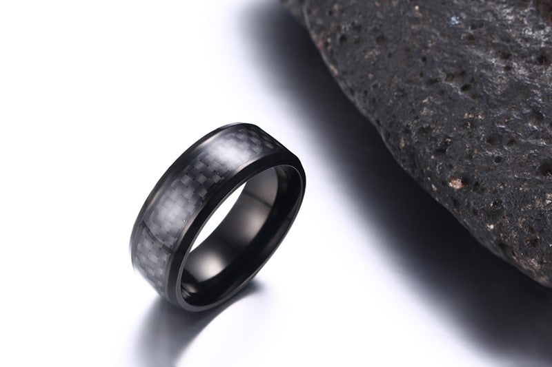 Stainless Steel Ring (w/Carbon Fiber Inlay)