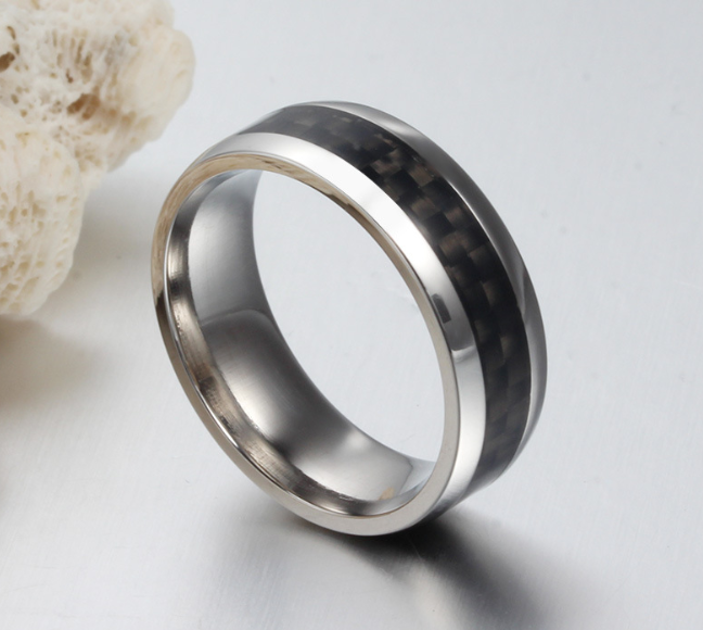 Stainless Steel Ring (w/Carbon Fiber Inlay)