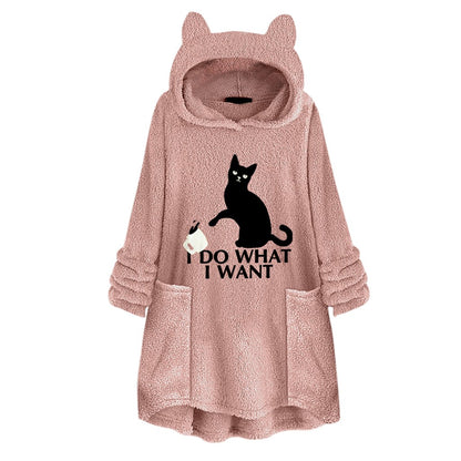 Hooded Kitty-Cat Reversible Pullover