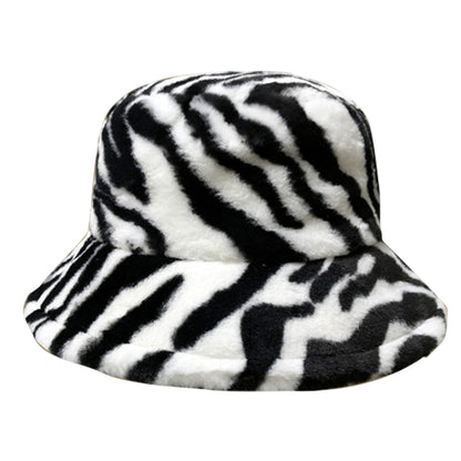 Multi-Printed Patterned Plushy Fur Hat