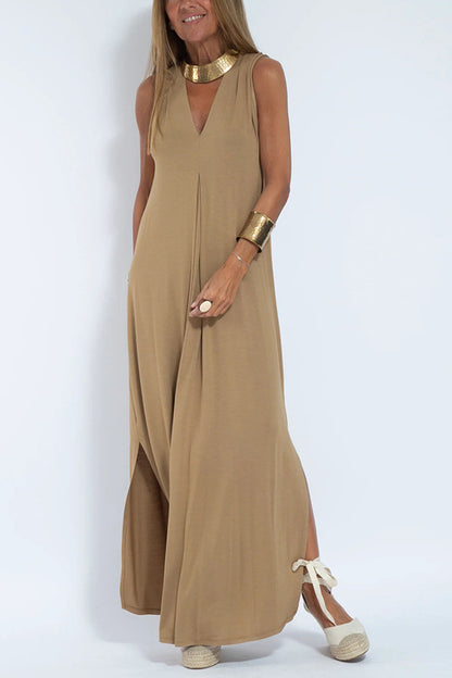 Sleeveless V-Neck Cardigan Dress